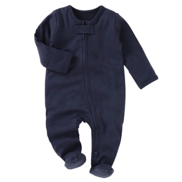 NAVY | Blush Lotus organic baby toddler footie - Picture 1 of 1